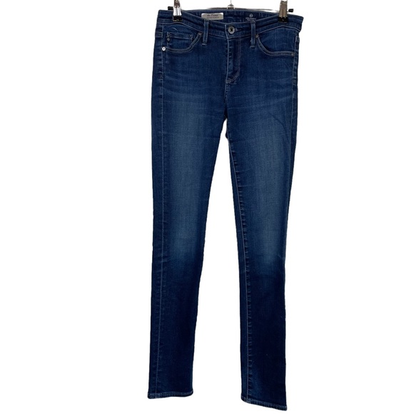AG The Prima Mid-Rise Cigarette Skinny Jean Denim Size 25 Blue Embroidered USA - Picture 1 of 15